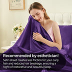 BEDELITE California King Sheets Set, Luxury Soft Plum Purple Satin Sheets for Hair and Skin, Similar to Silk Bed Sheets Set 4 Pieces with 1 Deep Pocket Fitted Sheet, 1 Flat Sheet, and 2 Pillowcases