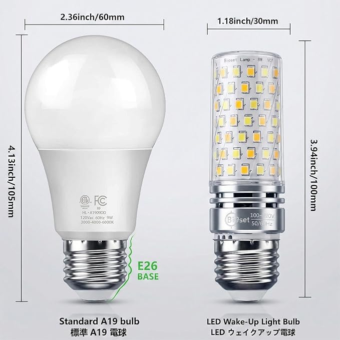 Morning Wake-Up Essential | Smart LED Light Alarm Bulb with Sunrise Sunset Simulation & Natural Sounds, 2-in-1 for Wake-Up & Sleep Aid, App + Remote, 800 Lumens, Perfect for Bedroom Ambiance