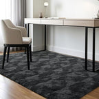ISEAU 5x7 Area Rug for Living Room, Dark Grey Geometric Pattern Plush Rug for Bedroom, Kitchen, Soft Shaggy Carpets, Fluffy and Machine Washable Mats, Nursery Floors Mat, Boys Room Carpet Decor