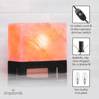 d'aplomb 100% Authentic Natural Himalayan Salt Lamp;Hand-Carved Modern Rectangle Rare Pink Crystal Rock Salt from The Himalayan Mountain; Footed Wood Base, Dimmer Cord; 11.5 lbs