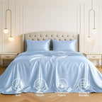 Pure Bedding Satin Sheets Twin Hotel Luxury Silky Bed Sheets - Extra Soft 1800 Microfiber Sheet Set, Wrinkle, Fade, Stain Resistant - Deep Pocket Fitted Flat Sheet, Pillow Cases (3-Piece, Baby Blue)
