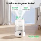 Homvana Humidifiers for Bedroom Home, 3.6 L Cool Mist Top-Fill 34H Super Long Time, Quiet 23dB, Baby Humidifier, Oil Diffuser for Large Room, House, Plant, Nursery, BPA FREE, Ultrasonic (Transparent)