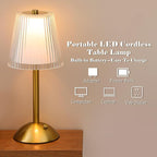 Liliful 2 Pcs Cordless Table Lamp Rechargeable Touch LED Small Gold Portable Battery Operated USB-c Desk Lamp 3 Color Dimmable for Bedroom Living Room Dining (Gold,Hollow Lined Style)