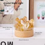 Runyangshi Natural Crystal Night Lamp Bedroom Bedside Sleep Night Light Citrine Healing Crystal Gemstone Quartz Light Ambient Light USB Powered Night Decorations Desktop Ornament for Home Decor Gift