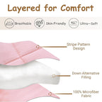 ZPECC Toddler Down Alternative Comforter, 39x47 Hypoallergenic Baby Blanket Quilt, Soft Breathable Lightweight All Season Kids Duvet Insert for Crib Stroller Cot Daycare, Pink Stripe
