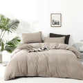 Cottonight Beige Comforter Set California King Cream Khaki Bedding Comforter Set Cal King Solid Light Champagne Blanket Quilts Modern Soft Breathable Taupe 3 Piece Light Khaki Bedding Set