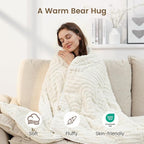 Sherpa Fleece Adult Weighted Blanket Great for Sleep, 20 lbs Dual Sided Soft Fuzzy Heavy Blankets for Couch Bed Sofa, Cozy Warm Arched Jacquard Throw for Winter (Cream White, 60" x 80", 20 Pounds)