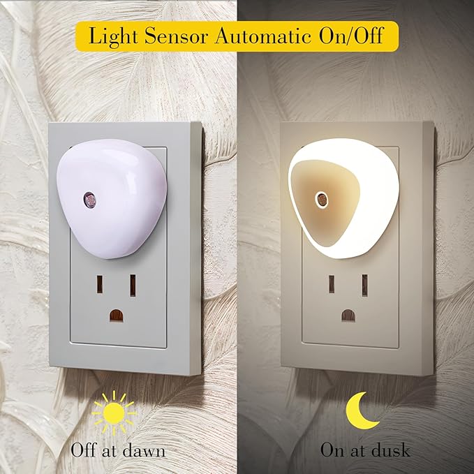 KINUR LED Night Light, 6 Pack Nightlights Plug into Wall, 0.5W Dusk to Dawn Sensor Automatic On and Off Night Light, Led Night Lamp for Kids, Nursery, Bedroom, Hallway, Stairs, Kitchen,White