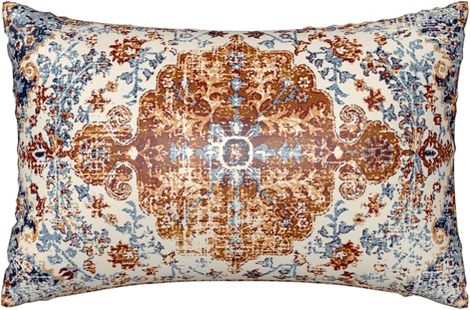 1 Pack Satin Pillowcase for Hair and Skin Vintage Boho Carpet Imitation Silk Pillowcase with Hidden Zipper Soft Breathable Smooth Cooling Pillow Cover Queen Size for Bedroom Sofa 20”x30”