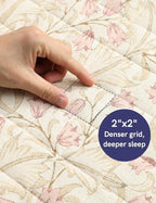 YnM 17lbs Weighted Blanket for Adults, Linen Heavy Bed Throw Blanket with Cooling Glass Beads for All Season Use, Ideal for ~160lbs (60x80 Inches, Queen, Campanula)