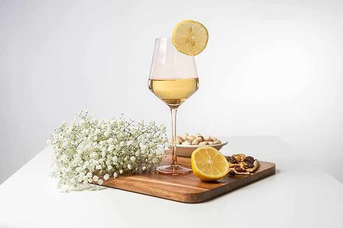Saludi Original Light Peach Wine Glasses, 16.5oz (Set of 6) Color of the Year Glass - Great for All Wine Types and Occasions or Gifts - Luxury, Durable, Hand-Blown