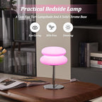 Pink Mushroom Lamp, Mid Century Modern Lamp for Nightstand, Dimmable Retro Egg Tart Bedside Lamps, Home Decor Ambient Lighting Aesthetic Cute Lamps for Bedroom Living Room (NOT Glass)
