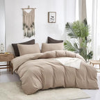 CLOTHKNOW Khaki King Size Comforter Set 3Pcs Coffee Beige Bedding Comforter Sets Soft Tan Comforter King with 2 x Pillow Cases