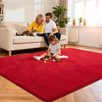 Andecor Shag Living Room Area Rug, 6x9 Red Washable Fuzzy Bedroom Rugs, Soft Fluffy Indoor Carpets for Dorm Boys Girls Kids Room Nursery Home Decorations