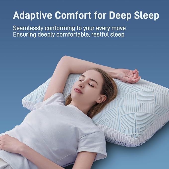 Alkyonos Shredded Memory Foam Cooling Soft Bamboo Viscose Pillows King Set of 2, Adjustable Hypoallergenic Hotel Quality Pillows for Stomach, Back and Side Sleeper, Oeko-TEX Certified