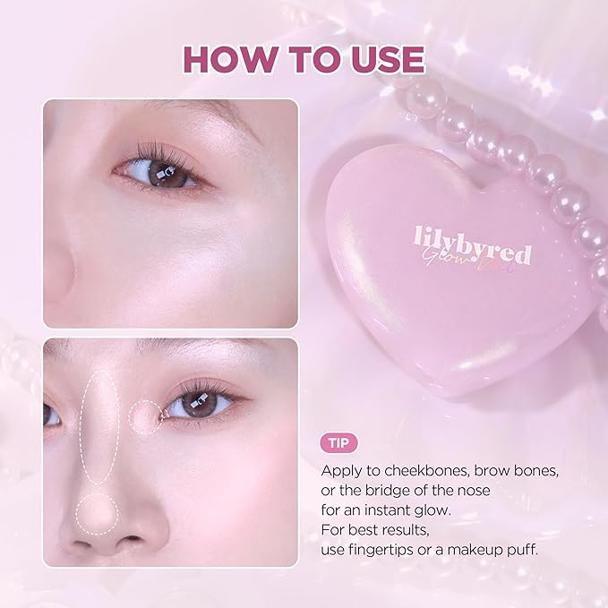 lilybyred Luv Beam Glow Veil | Korean Heart-Shaped Highlighter, Illuminating Shimmer, Radiant Glow, Silky Powder Texture, Buildable & Blendable, Lightweight & Long-Lasting, 0.11 oz. (03 Sugar Beam)