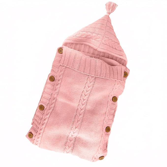 XMWEALTHY Swaddle Blankets for Newborn Baby Wrap Warm Knit Sleeping Bag Stroller Receiving Blankets Baby Girls Boys Dusty Rose 0-6 Month