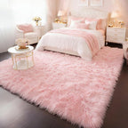 Amdrebio Pink Area Rug 6x9 for Girls Bedroom, Large Shag Fluffy Rugs for Living Room Decor, Cute Fuzzy Furry Carpet for Kids, Baby, Teen, Classroom, Nursery, Soft Plush Floor Rug for Playroom, Office