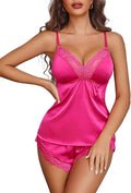 Avidlove Satin Pajamas Set Womens Lace Sleepwear Sexy Lingerie Cami Shorts Set S-XXL