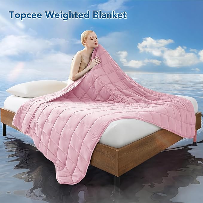 Topcee Weighted Blanket (5 lbs, 36" x 48") Cooling Throw Heavy Blanket for Sleeping Apply to 40-60 lbs, Soft Thick Breathable Blanket with Glass Bead, Easy Care