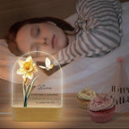 Personalized Birthday Gifts Acrylic Night Light Lamp Customized Birth Month Flower and Name Plaque Gifts for Women Mom from Daughter Son