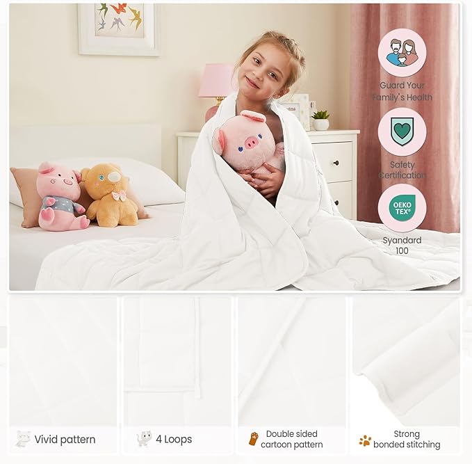 HOSUKKO Weighted Blanket - 5 lbs White Heavy Blanket - Breathable Blanket(36 * 48 inches, 5 lbs)