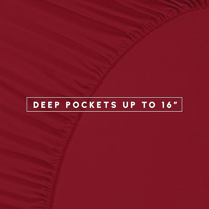 Elegant Comfort 8-Piece Pinch Pleated Comforter Set - All Season Complete Bed in a Bag, Includes 4pc Smart Sheet Set, Bed Skirt, Comforter, Matching Pillowcases and Shams, King/Cal King, Wine Red