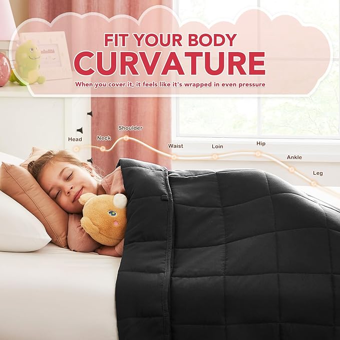 CuteKing Weighted Blanket (10lbs, 40"x 60", Grey) Heavy Blanket for 90-100lbs, Breathable Microfiber Material with Glass Beads All-Season Summer Fall Winter Soft Thick