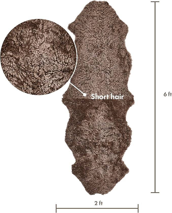 Nordic Sheep Real Sheepskin Rug 2x6 ft | Sheepskin Rugs for Living Room and Sofa | Large Bedside Rugs for Bedrooms is Breathable & Heat-regulating | Fluffy Rug in Color Light Brown