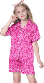 Girls & Womens Satin Pajamas Set, Silk Button-Down Sleepwear 2 Piece Nightwear, 3 Years - Women XXL