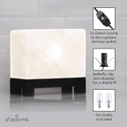 d'aplomb 100% Authentic Natural Himalayan Salt Lamp;Hand-Carved Modern Rectangle Rare White Crystal Rock Salt from The Himalayan Mountain; Footed Wood Base, Dimmer Cord; 11.5 lbs