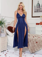 CRIPOM Lingerie Dress for Women V Neck Long Sexy Nightgowns for Women Side Split Sexy Night Gowns