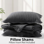 IR Imperial Rooms Queen Quilt Bedding Set Size (90" x 96") + 2 Pillow Shams (20" x 26"+ 2") - 3 Pcs All Season Lightweight Reversible Microfiber Coverlet Embossed Quilt Bedspread (Charcoal)
