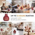 BZseed Aromatherapy Essential Oil Diffuser 550ml 12 Hours Wood Grain Aroma Diffuser with Timer Cool Mist Humidifier for Large Room, Home, Baby Bedroom, Waterless Auto Shut-off,7 Colors Lights Changing