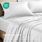 Satin Sheets King [4-Piece, White] Hotel Luxury Silky Bed Sheets - Extra Soft 1800 Microfiber Sheet Set, Wrinkle, Fade, Stain Resistant - Deep Pocket Fitted Sheet, Flat Sheet, Pillow Cases