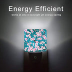 Spring Flowers Night Light,Cherry Blossom Night Lights Plug into Wall Dusk to Dawn Sensor Led Lamp for Women Men,Led Lights for Stairway/Hallway/Bedroom