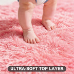 Pink Area Rugs 8x10 for Living Room, Large Fluffy Shag Rug for Bedroom, Kids Room Decor, Big Cute Furry Carpet for Teen Girls, Baby Nursery, Soft Fuzzy Cozy Carpets for Playroom, Upgrade Anti-Skid