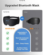 Bluetooth Sleep Mask Headphones: 100% Blackout Eye Mask with Detachable Washable 3D Contoured Liner - Zero Eye Pressure, No Lash Crush, Adjustable Speakers, Bluetooth 5.4, Gift for Relief & Travel