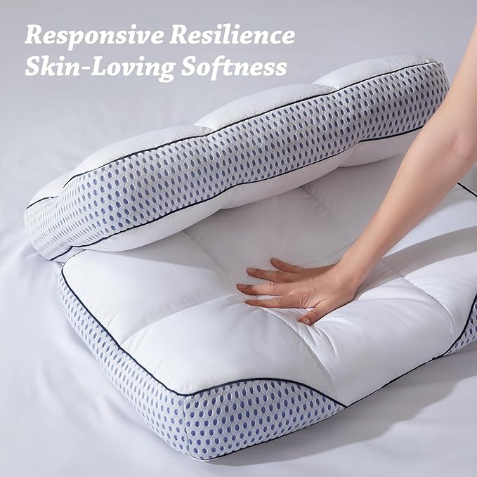 Glaciman Shredded Memory Foam Pillow for Side & Back Sleepers - Firm Ergonomic Pillow for Neck Pain Relief - Machine Washable, Breathable Cooling Mesh Gusset, Queen/Standard (15"x25"x4"), Pack of 1