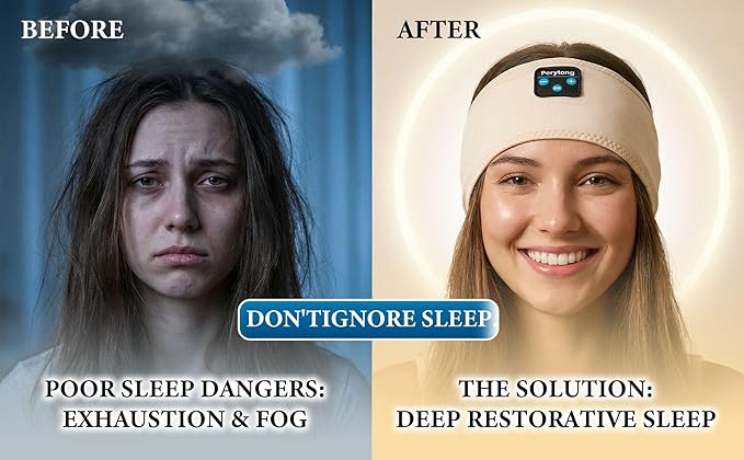 Sleep Headphones Bluetooth 5.4 Headband, Wireless Sleep Headphones with Ultra-Thin Stereo Speakers for Side Sleepers, Sports Headband Music Earphones Eye Mask for Nap Jogging Running Workout Air