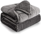 Cottonblue Weighted Blanket 15lbs 80x87 Inches for Queen King Size Bed, Ultra Soft Sherpa Fleece Weighted Throw Blankets for Relax and Sleep, Cozy Warm Comfort Heavy Bed Blankets, Grey