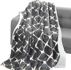 Elegant Comfort Throw Blanket, Reversible Sherpa Flannel, Ultra-Soft, Fuzzy, Cozy and Plush- All Season Lightweight Decorative Throw, 50 x 60 inches, Ogee Pattern Sherpa Throw, Silver Gray