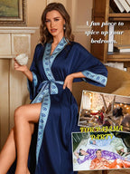 ChiaoLezhee Satin Robe Sets For Women, 2-PC Lightweight Bathrobe, Silk Sleepwear Kimono Bridesmaid Sexy Robes
