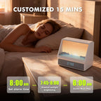 Flymiro Sunrise Alarm Clock, White Noise Machine Lamp, Wake Up Light with 12 Sounds, Sleep Aid,Dimmable Clock for Adults Kids Bedroom,Bluetooth Speaker