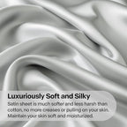 BEDELITE Satin Sheets Twin XL Size Bed Set, Luxury Soft Grey Silky Sheets for Hair and Skin, Similar to Silk Bed Sheets Set 3 Pieces with 1 Deep Pocket Fitted Sheet, 1 Flat Sheet, and 1 Pillowcase