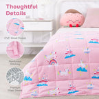 Kivik Weighted Blanket 3 lbs, Breathable Small Heavy Throw Blankets, Sleeping & Calming for Bed Couch Home School, Machine Washable, Cooling Soft Microfiber, 36x48 Inches, Pink Unicorn