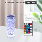 2 Pack Crystal Lamp - Touch Control Rose Crystal Lamp Light for Bedroom, 16 Color Dimmable LED Desk Lamp Light, Battery Operated Small Table Lamp for Bedroom with Remote Controller