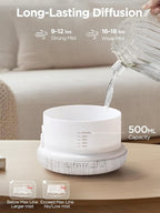 InnoGear Aromatherapy Diffuser & 10 Essential Oils Set, 500ml Essential Oil Diffuser with Remote Control Ultrasonic Cool Mist Scent Humidifier Vaporizer Auto-Off Timer for Valentine's Gift, White