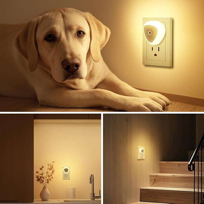 KINUR LED Night Light Plug into Wall,2700K Warmwhite,Nightlight Dusk to Dawn Sensor Automatic On and Off,Night Lamp,0.5W Led Night Light for Kids, Nursery, Bedroom, Hallway, Stair, Kitchen,6 Pack