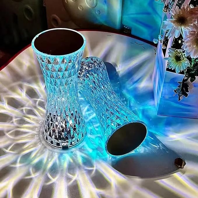 Touch Control Crystal Table Lamp,16 Color Changing Diamond Bedside Lamp,USB Charging Acrylic Lamp,LED Night Light Crystal Diamond Table Lamp,Bedroom,Living Room,Office Decoration